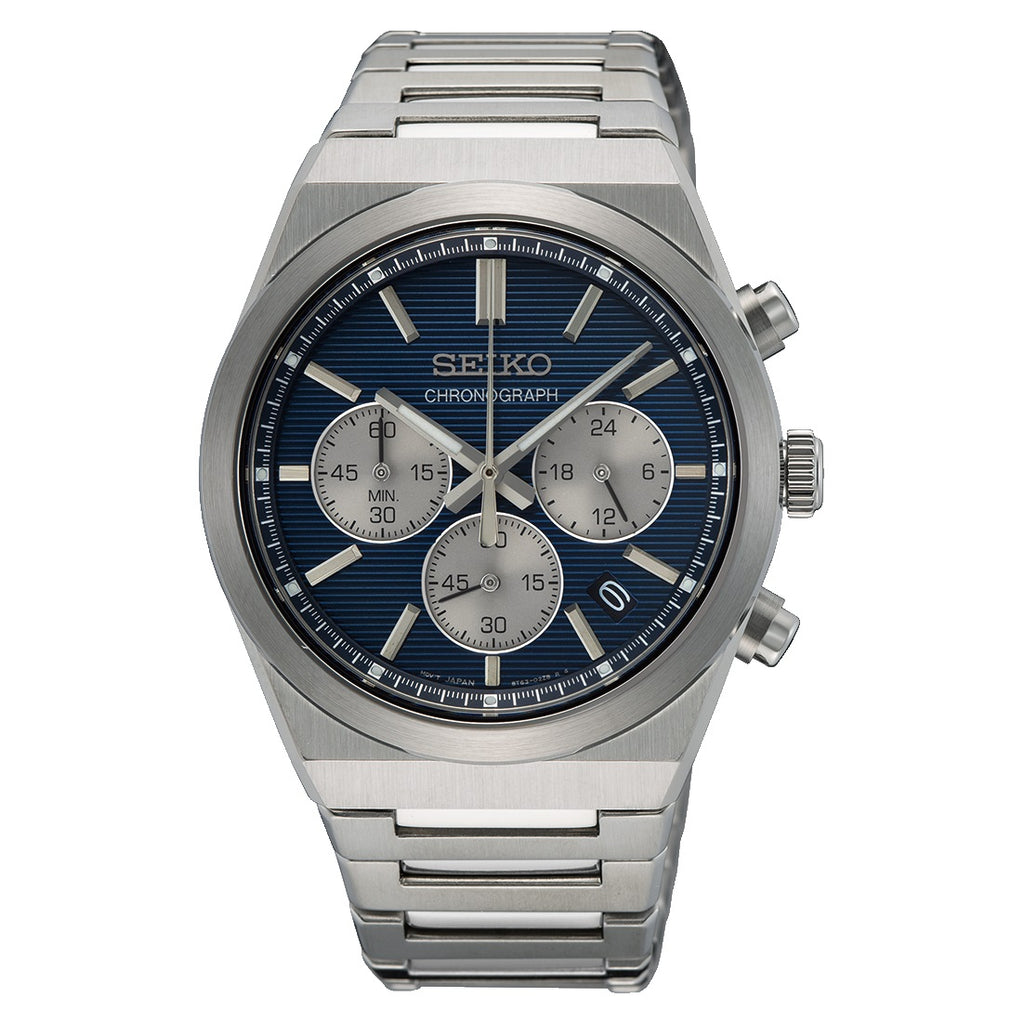 Seiko Sport Watch SSB453P1 Quartz Chronograph WR100 Sapphire Blue New