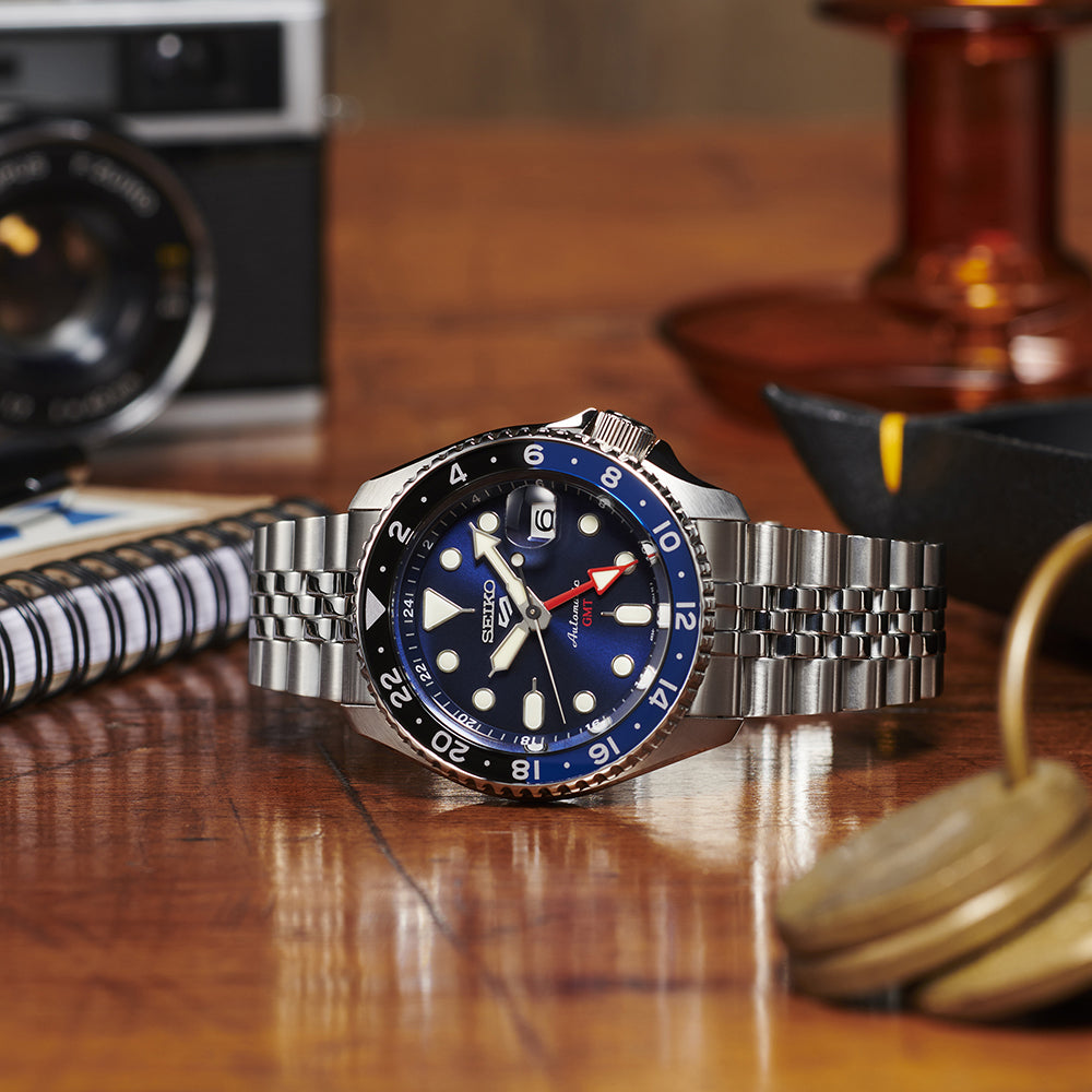 Seiko 5 Sports Automatic GMT SSK003K1 Watch Wr100 Deep BLUE 4R34 New
