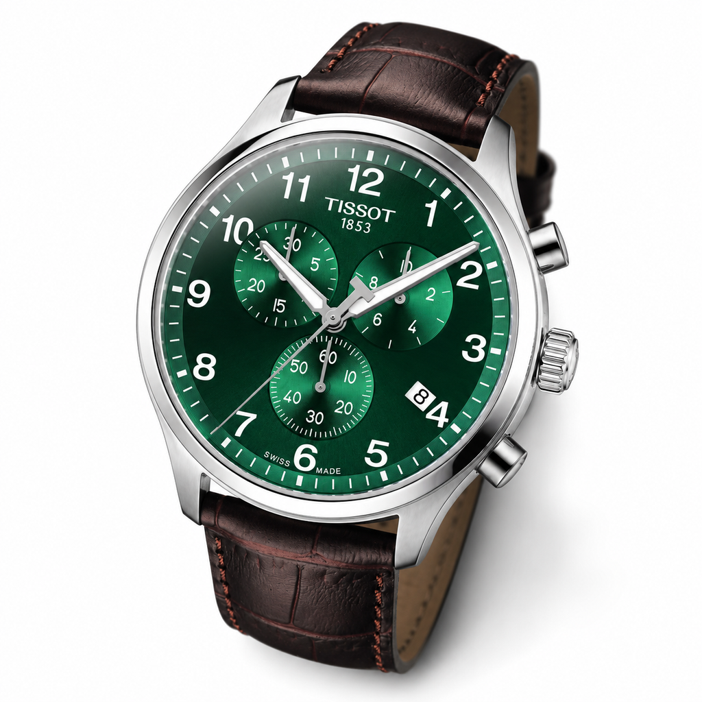 Tissot Chrono XL Classic Watch 45mm T116.617.16.092.00 WR100 SWISS MADE Green Dial
