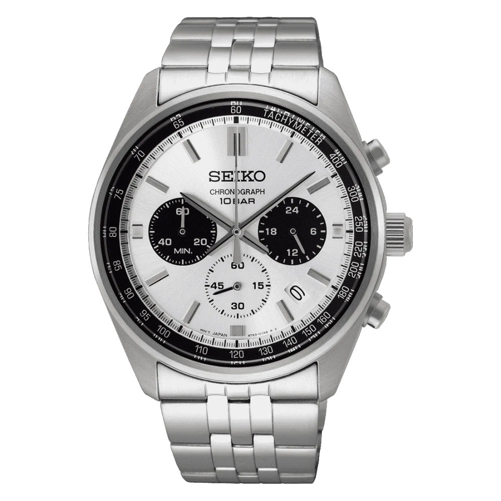 Seiko Sport Watch SSB425P1 Classic Quartz Chronograph WR100 'Panda' New