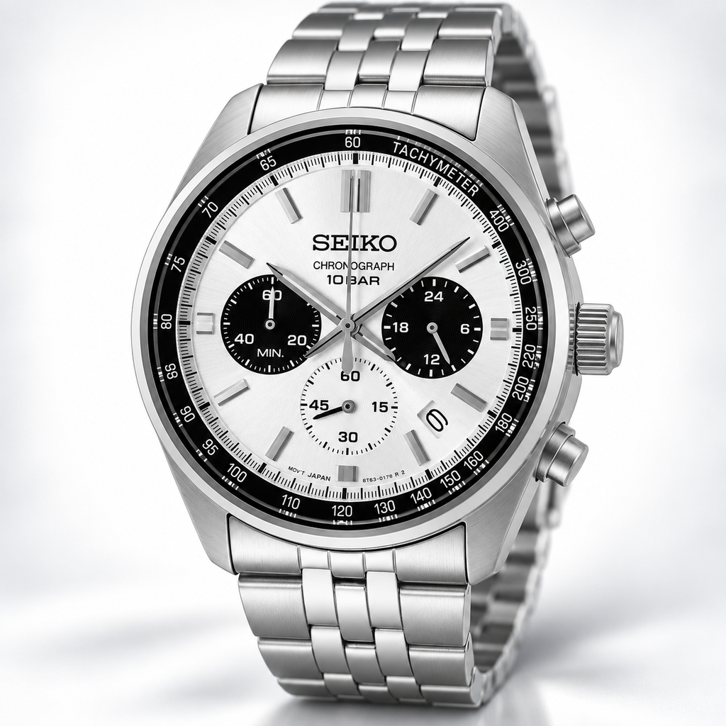 Seiko Sport Watch SSB425P1 Classic Quartz Chronograph WR100 'Panda' New