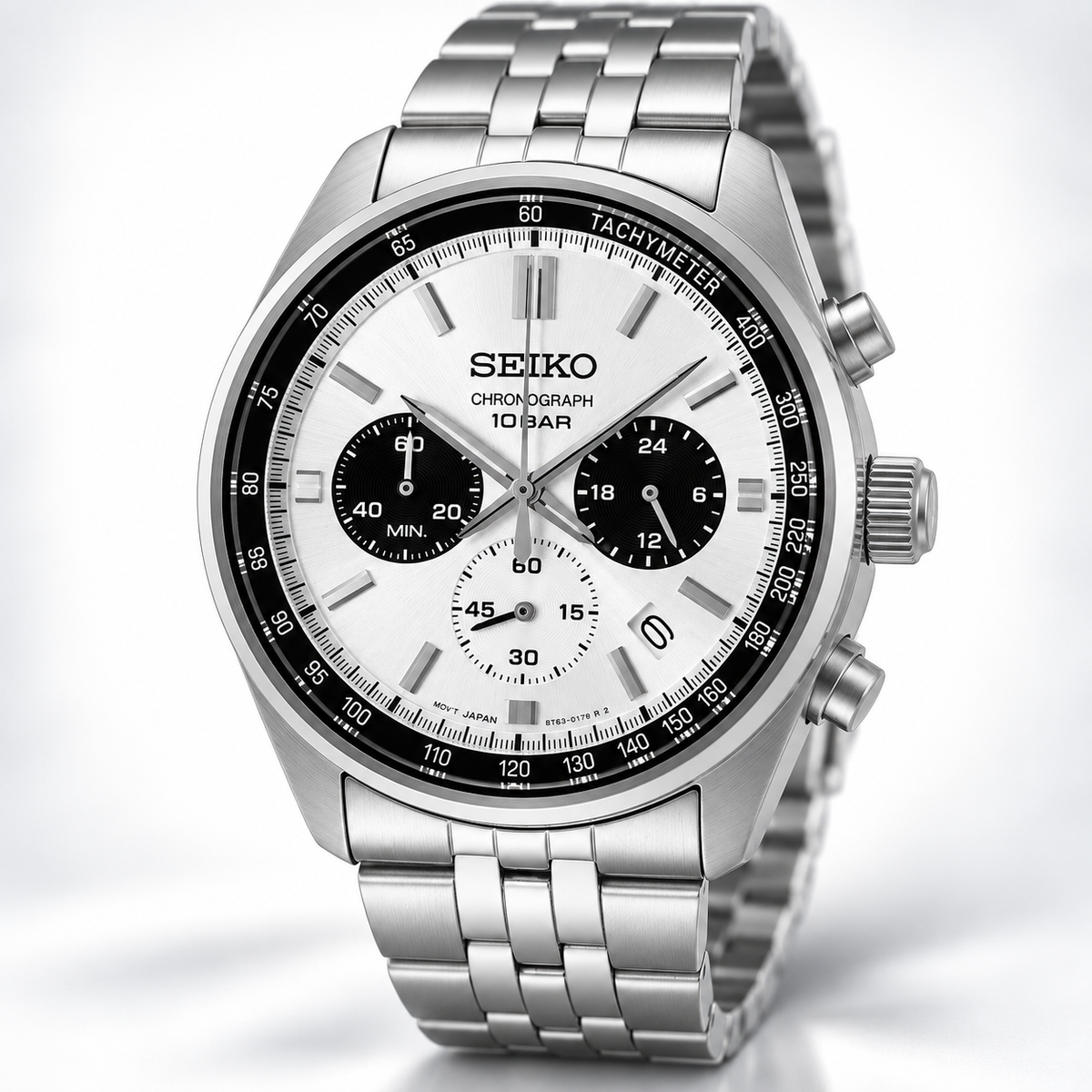 Seiko Sport Watch SSB425P1 Classic Quartz Chronograph WR100 'Panda' New