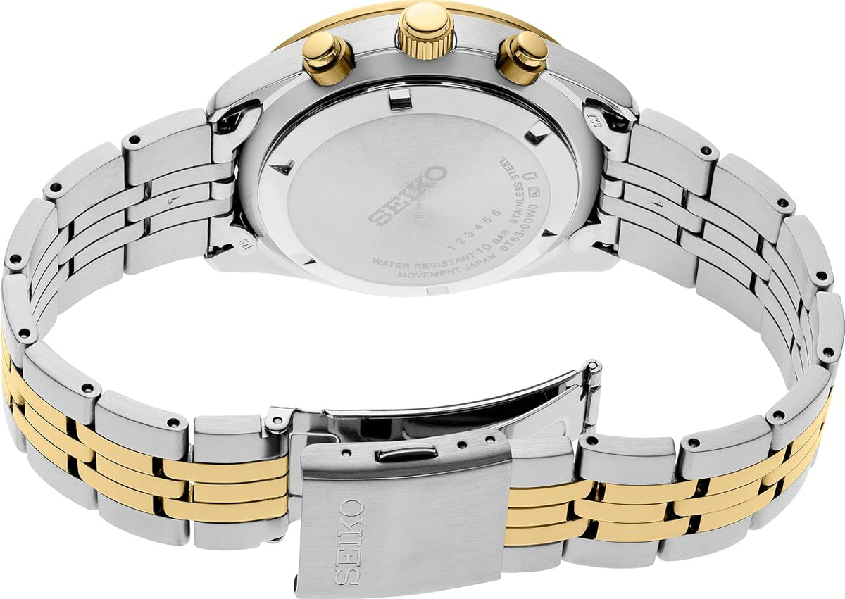Seiko Sport Watch SSB430P1 Classic Quartz Chronograph WR100 Panda Gold New