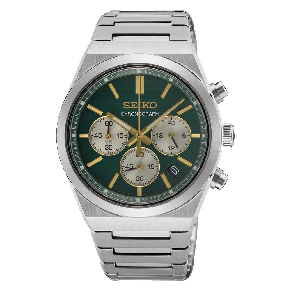 Seiko Sport Quartz Chronograph WR100 SSB461P1 Orologio GREEN DIAL