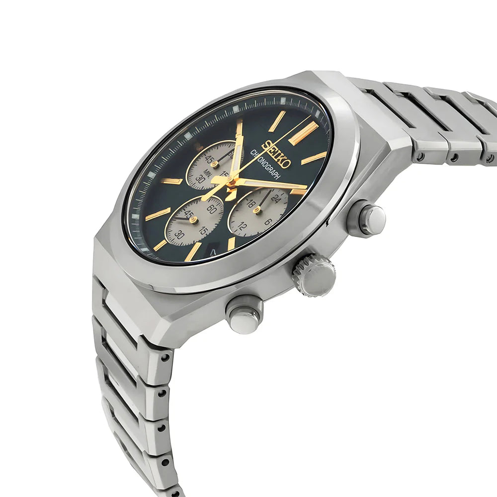 Seiko Sport Quartz Chronograph WR100 SSB461P1 Orologio GREEN DIAL