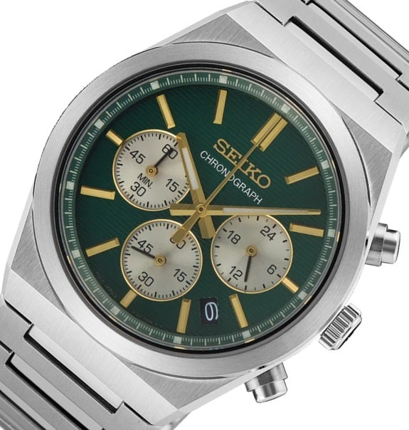 Seiko Sport Quartz Chronograph WR100 SSB461P1 Orologio GREEN DIAL