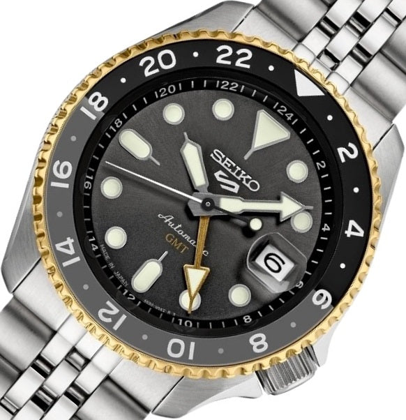 Seiko 5 Sports Automatic GMT SSK021 Watch JAPAN MADE Wr100 Dark Gold 4R34