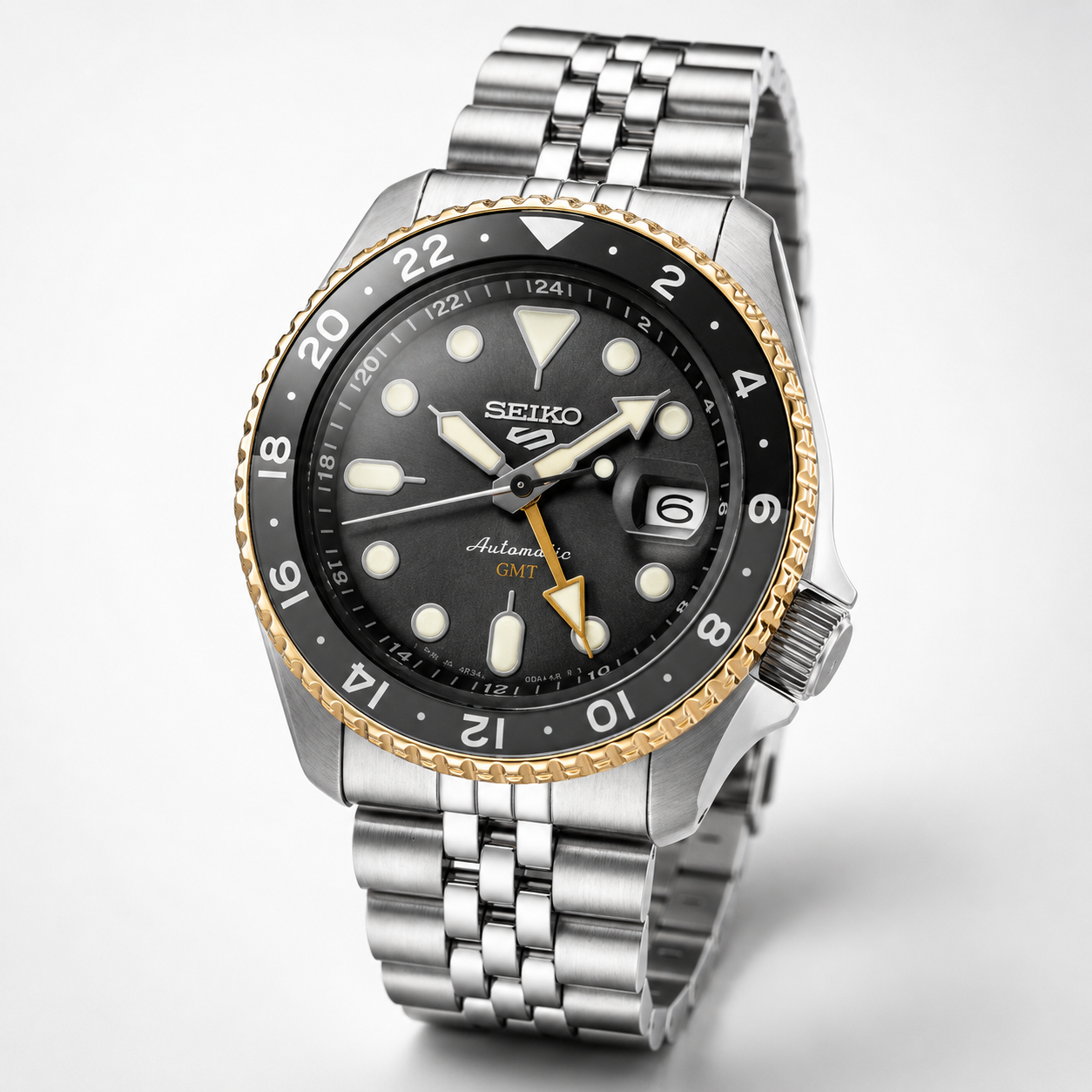 Seiko 5 Sports Automatic GMT SSK021 Watch JAPAN MADE Wr100 Dark Gold 4R34