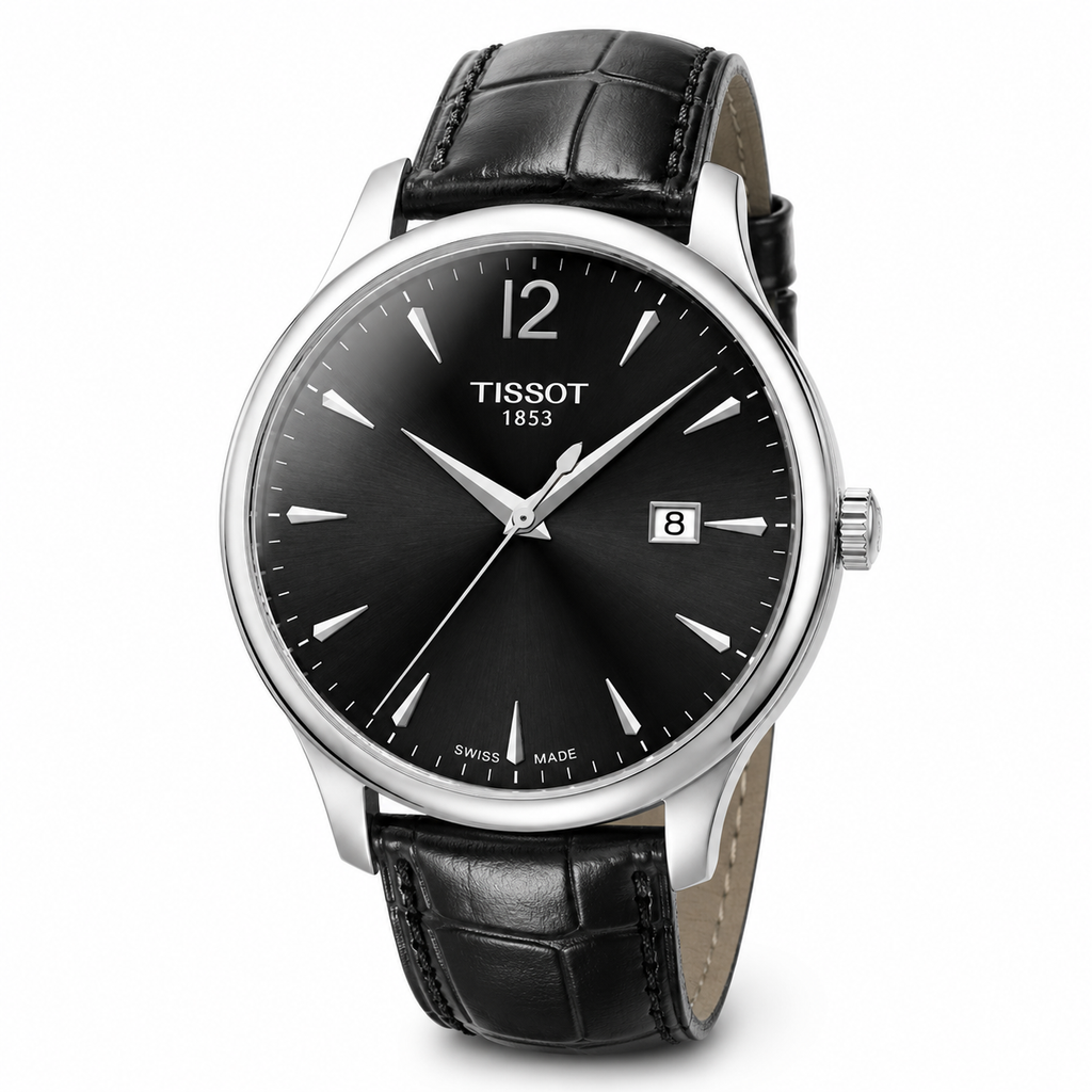 Tissot Tradition 42mm Watch T063.610.16.057.00 WR100 SWISS MADE Black Dial