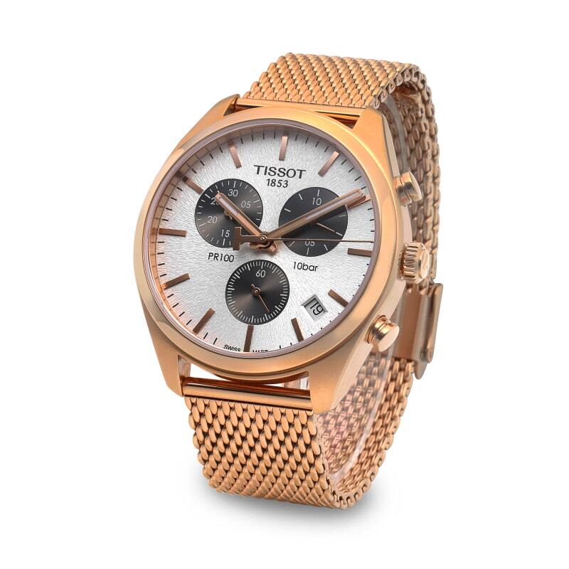 Tissot PR100 Chronograph Watch WR100 T101.417.33.031.01 SWISS MADE Gold New
