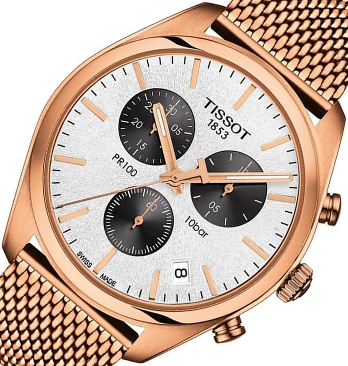 Tissot PR100 Chronograph Watch WR100 T101.417.33.031.01 SWISS MADE Gold New