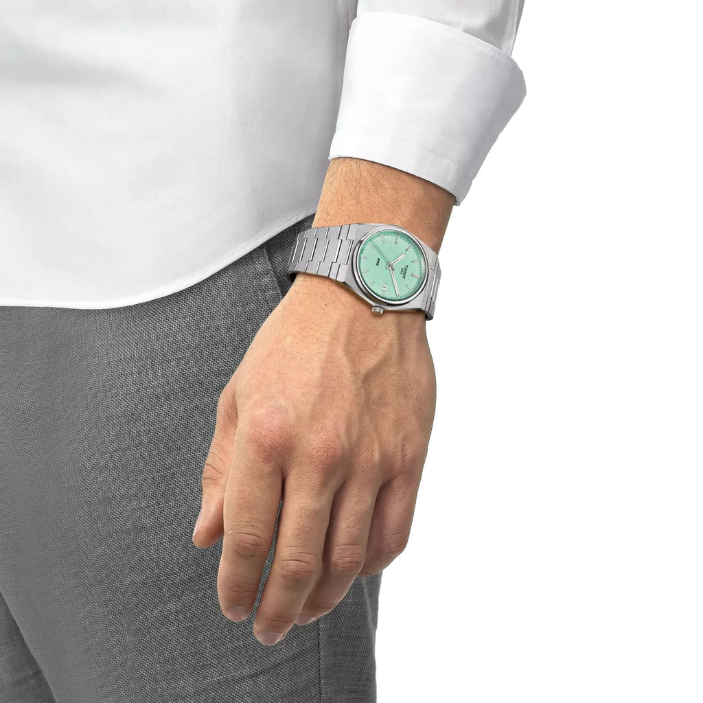 Tissot PRX 40mm Watch T137.410.11.091.01 WR100 SWISS MADE Quartz Light Green New