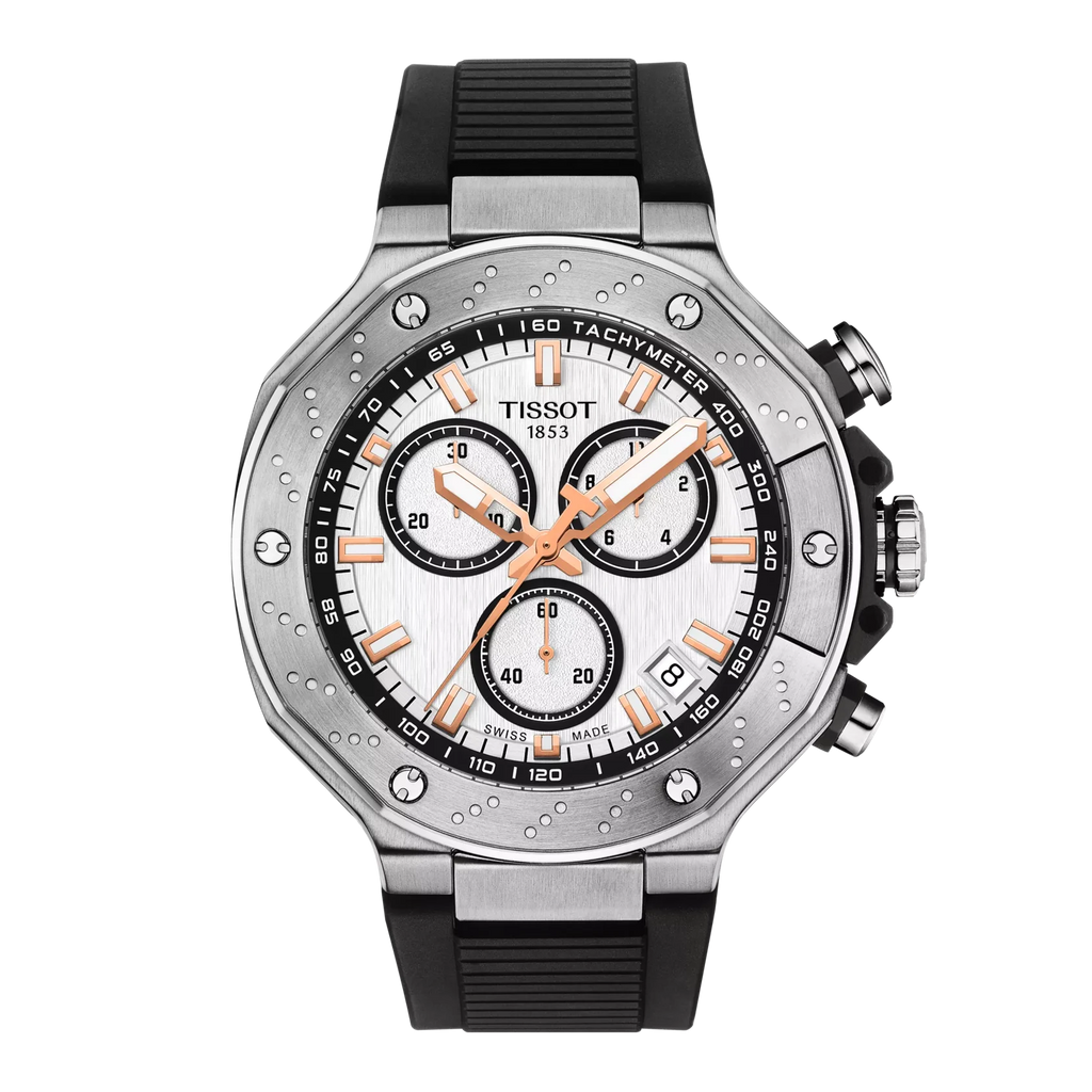 Tissot T-Race Quartz Chrono T141.417.17.011.00 SWISS MADE WR100 45mm Silver Gold