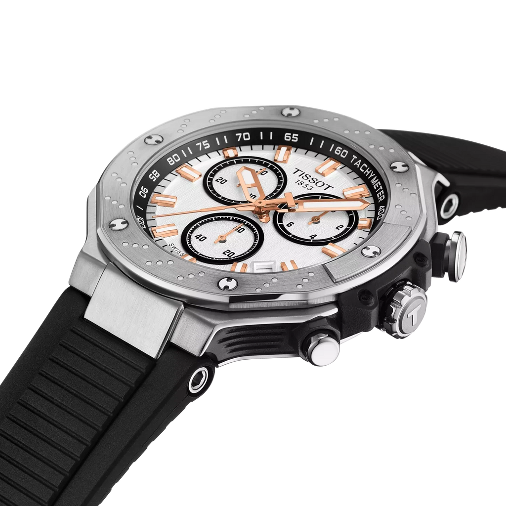 Tissot T-Race Quartz Chrono T141.417.17.011.00 SWISS MADE WR100 45mm Silver Gold