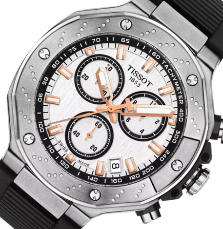 Tissot T-Race Quartz Chrono T141.417.17.011.00 SWISS MADE WR100 45mm Silver Gold