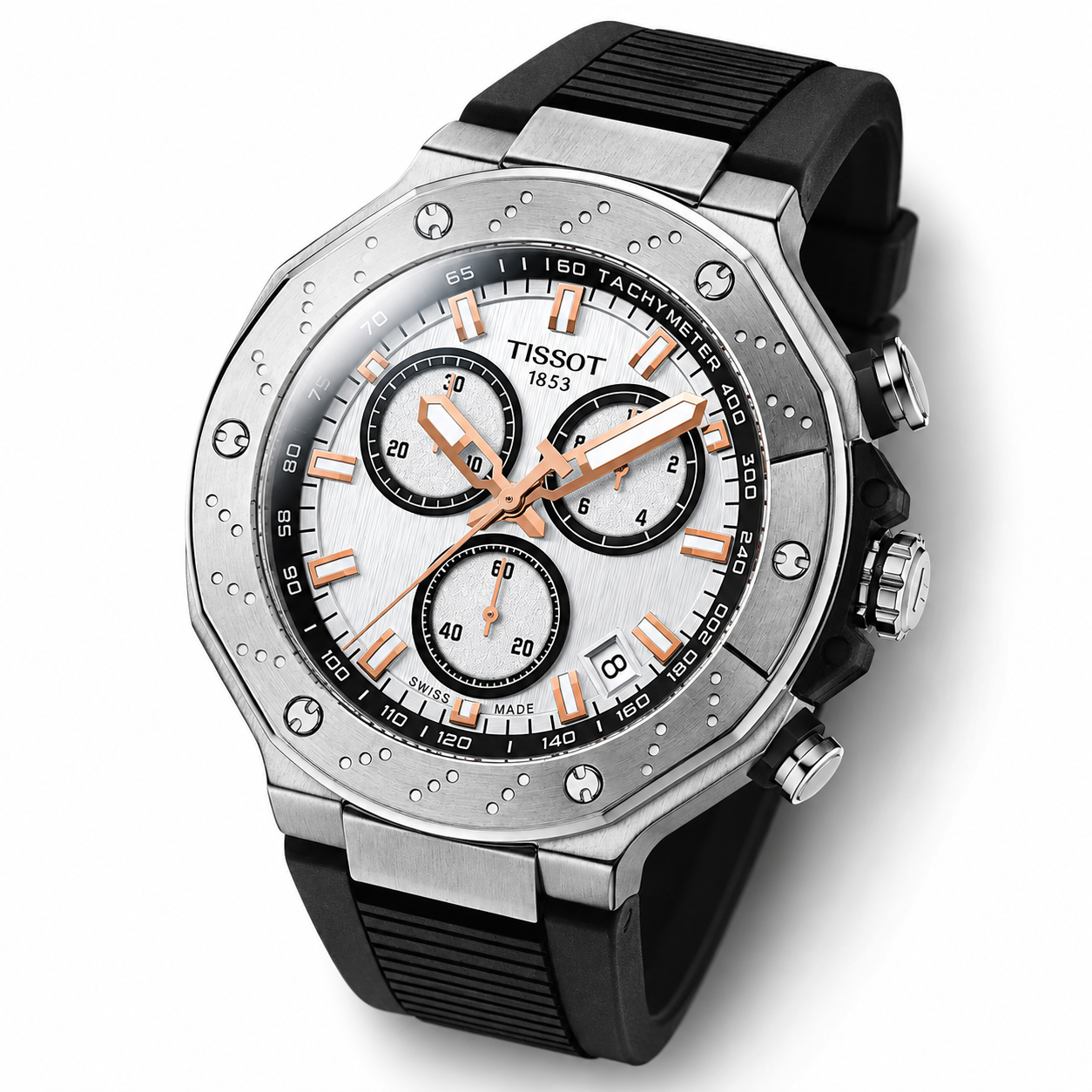 Tissot T-Race Quartz Chrono T141.417.17.011.00 SWISS MADE WR100 45mm Silver Gold